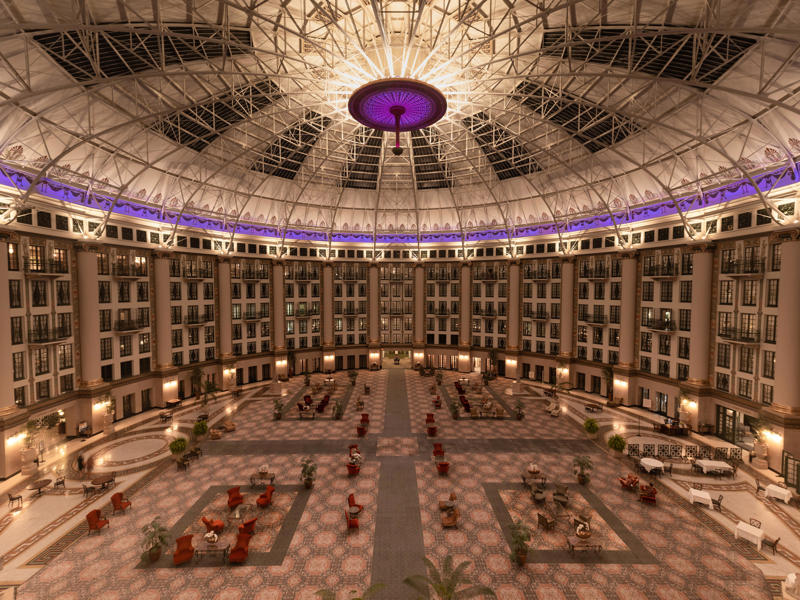 INDIANA: West Baden Springs Hotel ALABAMA: Gulf, Mobile, and Ohio Passenger Terminal, ALASKA: The University of Alaska's Museum of the North, ARIZONA: Chapel of the Holy Cross, ARKANSAS: Thorncrown Chapel, CALIFORNIA: The Chemosphere, CONNECTICUT: Grace Farms, DELAWARE: Wilmington's Grand Opera House, FLORIDA: The Salvador Dalí Museum, HAWAII: ʻIolani Palace, IDAHO: The Dog Bark Park Inn, ILLINOIS: Bahá'í House of Worship, INDIANA: West Baden Springs Hotel, IOWA: Grotto of the Redemption, KANSAS: Big Well in Greensburg, KENTUCKY: Churchill Downs, LOUISIANA: The Pontalba Buildings, MAINE: The Portland Head Light, MARYLAND: The American Visionary Art Museum, MASSACHUSETTS: Simmons Hall at MIT, MICHIGAN: Charles H. Wright Museum of African American History, MINNESOTA: The Marjorie McNeely Conservatory, MISSOURI: The Community Bookshelf, MONTANA: Montana State Capitol building, NEVADA: Ward Charcoal Ovens, NEW HAMPSHIRE: Mount Washington Hotel, NEW JERSEY: Nassau Hall at Princeton University, NEW YORK: The Chrysler Building, NORTH DAKOTA: The North Dakota Heritage Center, OHIO: The Longaberger Company building, SOUTH DAKOTA: The Corn Palace, TENNESSEE: Parthenon in Centennial Park, TEXAS: James Turrell's Twilight Epiphany skyspace, UTAH: Natural History Museum of Utah, VERMONT: The Old Round Church, VIRGINIA: Dulles International Airport, WASHINGTON: Seattle Central Library, WEST VIRGINIA: The Palace of Gold, WISCONSIN: The Burke Brise Soleil, WYOMING: Smith Mansion