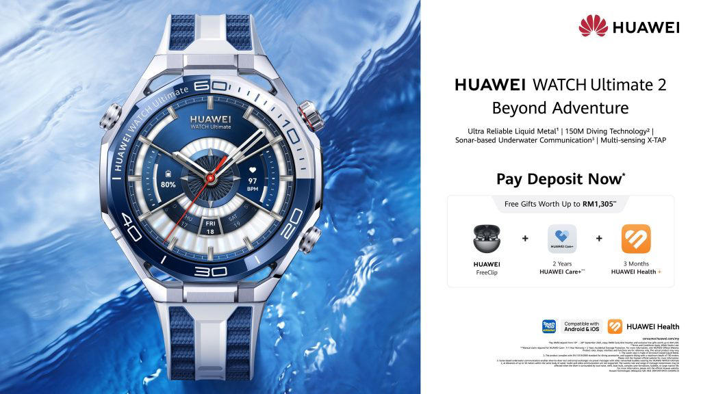 Pre-orders now live with freebies worth up to RM1,035, Huawei Watch GT 6 series — smarter cycling tracking, bigger batteries, HarmonyOS 6.0, Huawei Watch Ultimate 2: 200m water resistance &amp; underwater sonar communication, Colour &amp; strap options in Malaysia 