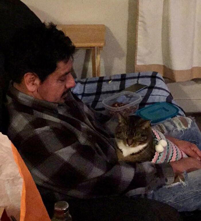 #35 My Mexican Dad Who Said She Could Stay For One Week. It’s Been Ten Years Now #11 "I Will Not Be Raising That Dog" ;), #21 My Dad And His Grandcat, #23 He Still Calls Him "Stupid Cat", #25 Dad Didn’t Want Kissems. Naturally, Kissems Loves Dad The Most, #37 My Dad Regularly Sends Me Messages Like This, #39 My Dad: I Want Nothing To Do With That Pile Of Hair, #41 My Dad-Who-Did-Not-Want-Pets Comforting A Scared Pup On His First Vet Trip, #43 Um Can We Get Some Privacy Please?