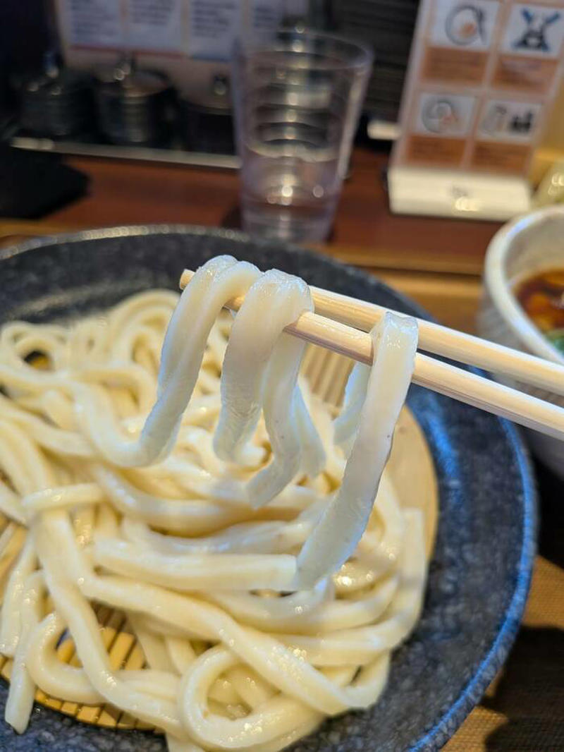 猫も杓子も体験…やたら「体験」を推す外食企業, 新業態1号店は堅実に郊外ロードサイド, オープンから半月経過も行列ができる人気ぶり, 注文はタブレット、上げ膳・下げ膳まですべてお客がやる, 1000円前後で食べ放題付きはお得, 「豚肉つけ汁うどん」1089円はこんな感じ, 従来のうどんチェーンは注文に高度な意思決定が求められる？, 意思決定が負担、でも失敗したくない…現代人のニーズに合ううどん店