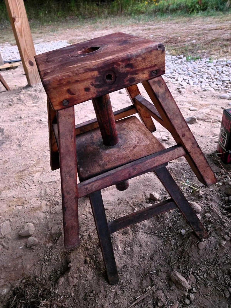 'What are the little cups beside this bar sink?', 'Small metal thing found while gardening, quite heavy, 2411 on the end.', 'Found in laundry. Clear sparkly bean-like thing stained my clothes pink.', 'Weird stools found at the curb in an old industrial area.', 'Lead STA-TITE with rubber band, about 4oz.'