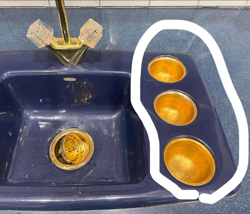'What are the little cups beside this bar sink?', 'Small metal thing found while gardening, quite heavy, 2411 on the end.', 'Found in laundry. Clear sparkly bean-like thing stained my clothes pink.', 'Weird stools found at the curb in an old industrial area.', 'Lead STA-TITE with rubber band, about 4oz.'