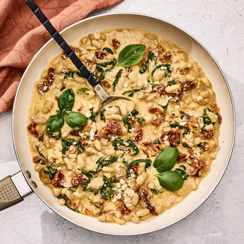 High-Protein Lemon Chicken Orzo, Chicken Fajita Casserole, Chicken Cutlets with Sun-Dried Tomato Cream Sauce (Marry Me Chicken), American Goulash, 20-Minute Black Bean Soup, Marry Me White Bean &amp; Spinach Skillet, Creamy Pesto Beans, High-Fiber Butternut Squash &amp; Black Bean Enchilada Skillet, High-Protein Ground Beef &amp; Sweet Potato Skillet, 20-Minute Chickpea Soup, One-Skillet Garlicky Salmon &amp; Broccoli, Weight-Loss Cabbage Soup, One-Pan Chicken Florentine, Cheesy One-Pot Chicken-Broccoli Orzo, Broccoli-Cheddar Butter Beans, 20-Minute Creamy Skillet Chicken with Corn, Tomato &amp; Basil