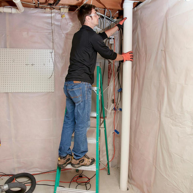 DIY Radon Reduction, What is Radon?, Seal holes and cracks first, Find the footing, Make a big hole with several small ones, Make a suction pit, Dry-fit all the piping, Install fire-stop collars in garages, Exit through the rim joist, Install a manometer, Do another radon test, About the Expert
