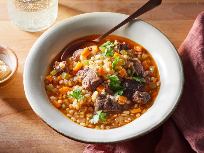 My Chili, Classic, Hearty Beef Stew, Slow Cooker Creamy Chicken Taco Soup, Kale, White Bean, and Farro Stew, Oh-So-Good Chicken Vegetable Soup, Caldo Gallego (Galecian Broth), Stuffed Pepper Soup, West African-Style Peanut Stew with Chicken, Creamy Pork Stew, Chef John's Beef and Barley Stew, One-Skillet Hearty Chili and Cornbread, Hearty Chicken and Rice Soup, Hearty Hamburger Soup, Matzo Ball Soup, Quick and Hearty Corn Chowder, Absolutely Ultimate Potato Soup, Bryan's Spicy Red Lentil Soup, Creamy Italian White Bean Soup, Creamy Chicken and Wild Rice Soup, Delicious Ham and Potato Soup, Ranch Taco Soup, Hearty Italian Meatball Soup