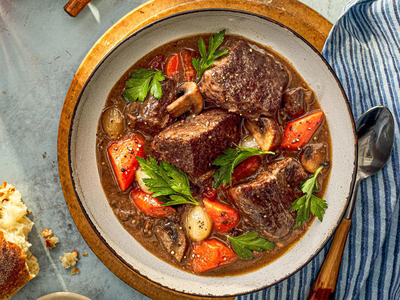 All-American Beef Stew, Loubia (Moroccan Stewed White Beans With Lamb), Rich and Flavorful Guinness Beef Stew With Potatoes, Mississippi Pot Roast, Nigerian Peanut Stew, Pressure Cooker Beef and Vegetable Stew, Goulash (Hungarian Beef and Paprika Stew), Pollo Guisado, Spanish Beef Stew With Pimenton and Piquillo Peppers, Moroccan-Inspired Beef Stew With Ras el Hanout, Lowcountry Stew Chicken, Boeuf Bourguignon (Beef Stew With Red Wine, Mushrooms, and Bacon)