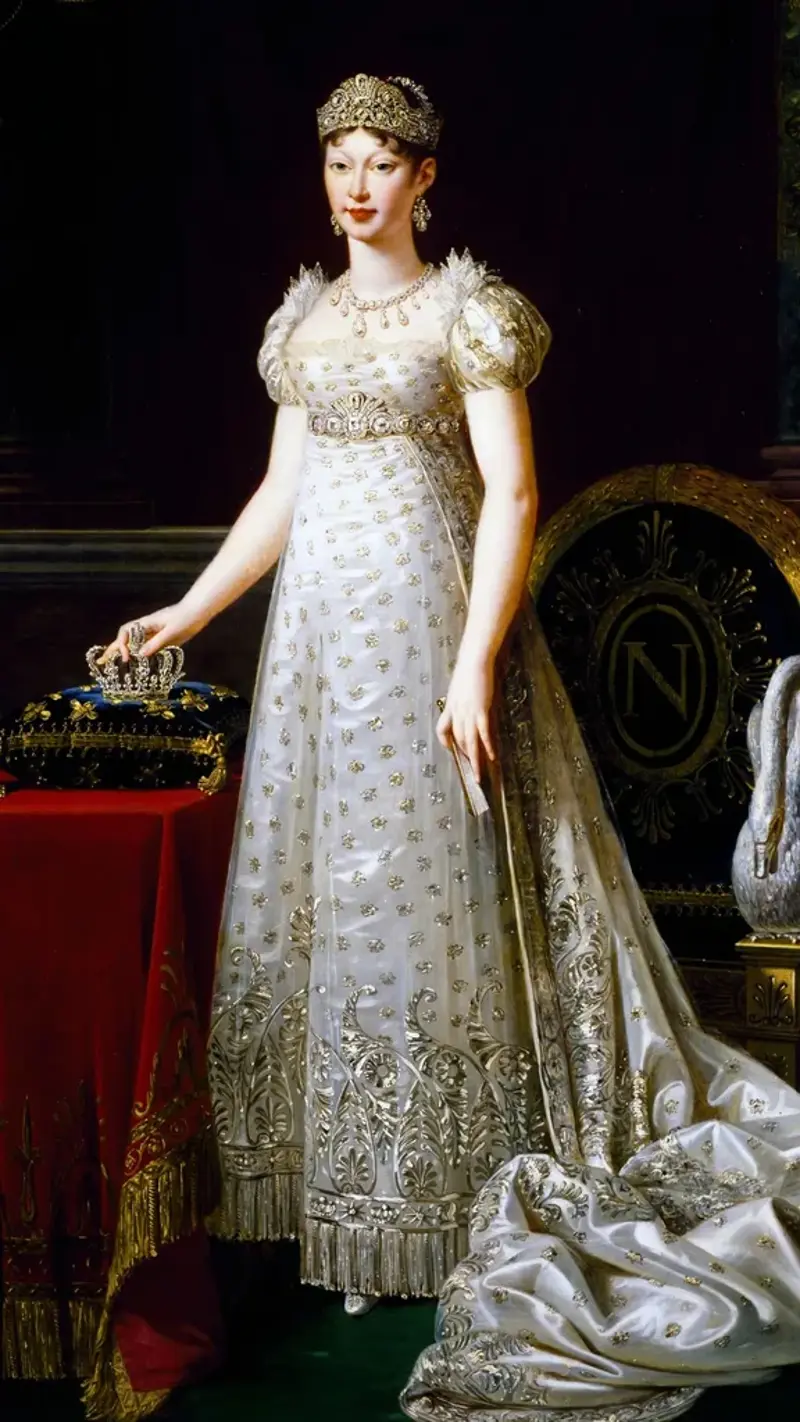 Every Crown Jewel Stolen From The Louvre: , The Crown of Empress Eugénie, The Diadem of Empress Eugénie, Empress Eugénie’s Diamond Bow Brooch , Empress Eugénie’s Reliquary Brooch, The Sapphire Parure: Tiara, Necklace and Earrings, Napoléon I’s Emerald Wedding Gift to Marie-Louise, Empress of France
