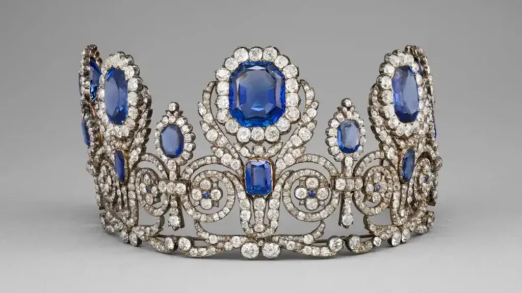 Every Crown Jewel Stolen From The Louvre: , The Crown of Empress Eugénie, The Diadem of Empress Eugénie, Empress Eugénie’s Diamond Bow Brooch , Empress Eugénie’s Reliquary Brooch, The Sapphire Parure: Tiara, Necklace and Earrings, Napoléon I’s Emerald Wedding Gift to Marie-Louise, Empress of France
