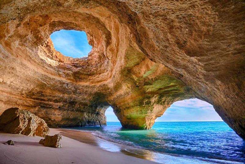 1. The Douro Valley, 2. Benagil Cave, the Algarve, 3. Vila Franca Islet, the Azores archipelago, 4. Furnas Lake, the Azores, 5. Fanal forest, Madeira, 6. Praia da Marinha, Faro district, Algarve, 7. Cabo de San Vicente headland, 8. Ria Formosa Natural Park, 9. Peneda Geres National Park