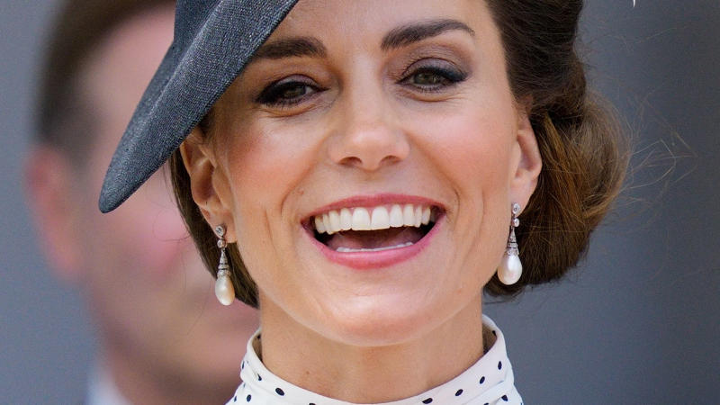 Kate Middleton, the Princess of Wales, wears polka dot dress and hat as she attends The Order of The Garter service at St George's Chapel, Windsor Castle on June 19, 2023 in Windsor, England.