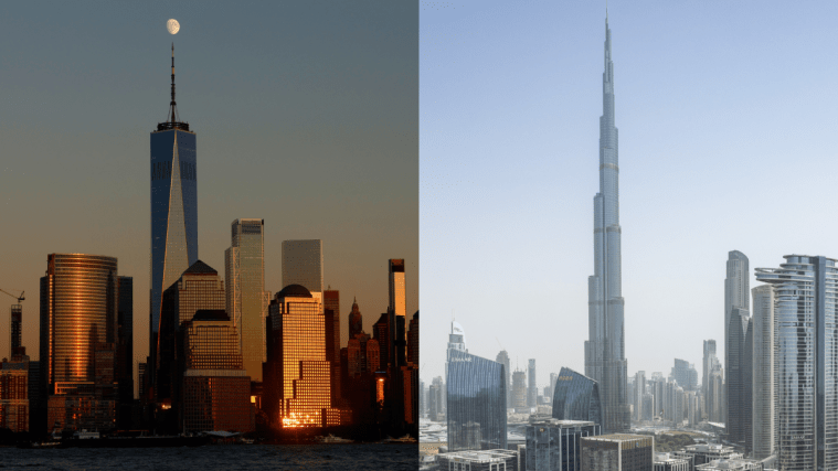 The 25 tallest buildings in the world – in pictures All taller than anything in the UK, 25) Willis Tower, Chicago, 24) Wuhan Tower, Wuhan, 23) The Exchange 106, Kuala Lumpur, 21) Zifeng Tower, Nanjing, 21) Suzhou IFS, Suzhou, 19 and 20) Petronas Twin Towers, Kuala Lumpur, 18) Changsha IFS Tower 1, Changsha, 17) Vincom Landmark 81, Ho Chi Minh City, 16) Lakhta Center, St. Petersburg, 15) Central Park Tower, New York City, 14) Wuhan Greenland Center, Wuhan, 13) International Commerce Centre, Hong Kong, 12) Shanghai World Financial Center, Shanghai, 11) TAIPEI 101, Taipei, 10) CITIC Tower, Beijing, 8) Tianjin CTF Finance Centre, Tianjin, 8) Guangzhou CTF Finance Centre, Guangzhou, 7) One World Trade Center, New York City, 6) Lotte World Tower, Seoul, 5) Ping An Finance Center, Shenzhen, 4) Makkah Royal Clock Tower, Mecca, 3) Shanghai Tower, Shanghai, 2) Merdeka 118, Kuala Lumpur, 1) Burj Khalifa, Dubai