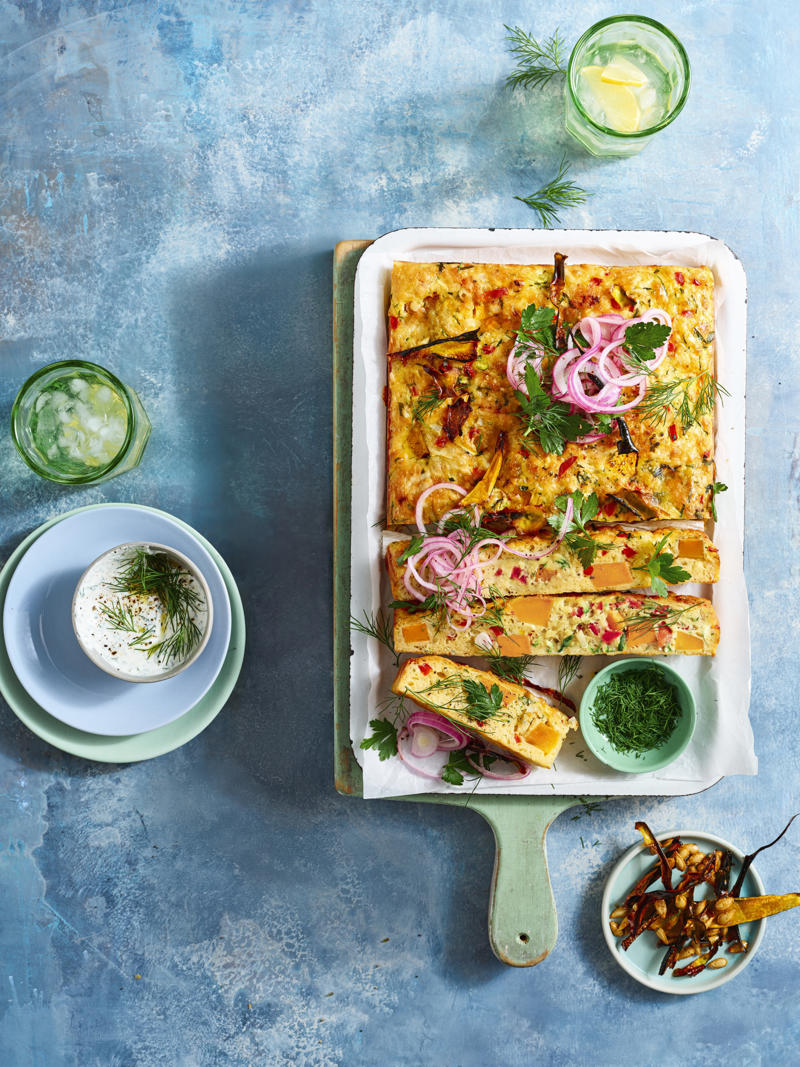 100 healthy dinner recipes your family will love, Eggplant pillows (Cuscini di melanzane) , Ginger fish stir fry , Grilled salmon and cos salad , Kale falafel salad with toasted pine nuts and hummus