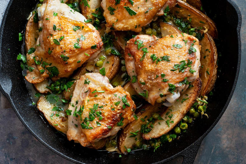 Chicken Marengo, Sheet Pan Pierogi With Sausage, Sheet Pan Biftekia with Lemony Potato Wedges, One-Pan Baked Penne alla Vodka, One-Pot Spiced Lentils, One-Pot Taco Pasta, One Pot Chicken and Orzo, One-Pot Chicken and Rice, One-Pot Sausage and Orzo, One-Pan Tortellini Bake, Maple Glazed Chicken and Squash, Sheet Pan Fried Rice, Easy Chicken Fricassee, Sheet Pan Sausage, Peppers, and Onions, Chicken Vesuvio, Unstuffed Peppers, Sheet Pan Chicken and Broccoli, One-Pot Stovetop Mac and Cheese, Honey Roasted Chicken Thighs with Potatoes, Apples, and Shallots, Sheet Pan Mini Meatloaves with Crispy Broccoli and Mustard Glazed Potatoes