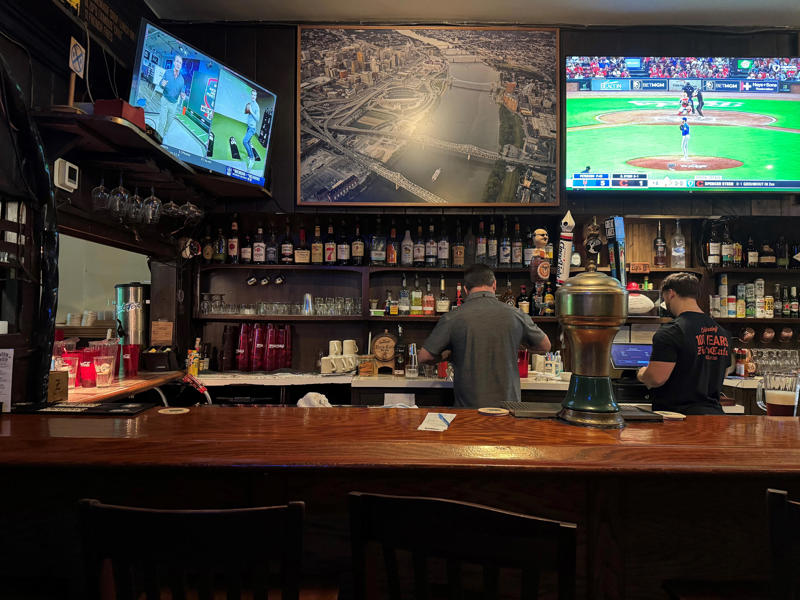 Mid-City Restaurant, Downtown , The Echo, Hyde Park, The National Exemplar, Mariemont, Sudova, Downtown, Colette, Over-the-Rhine, Arnold's, Downtown, Maury's Tiny Cove, Cheviot, Wayfarer Tavern, Dayton, Kentucky, The Code Room bar in the back of Zip's, Mount Lookout, The Pickled Pig, Walnut Hills, Carmelo's, Covington