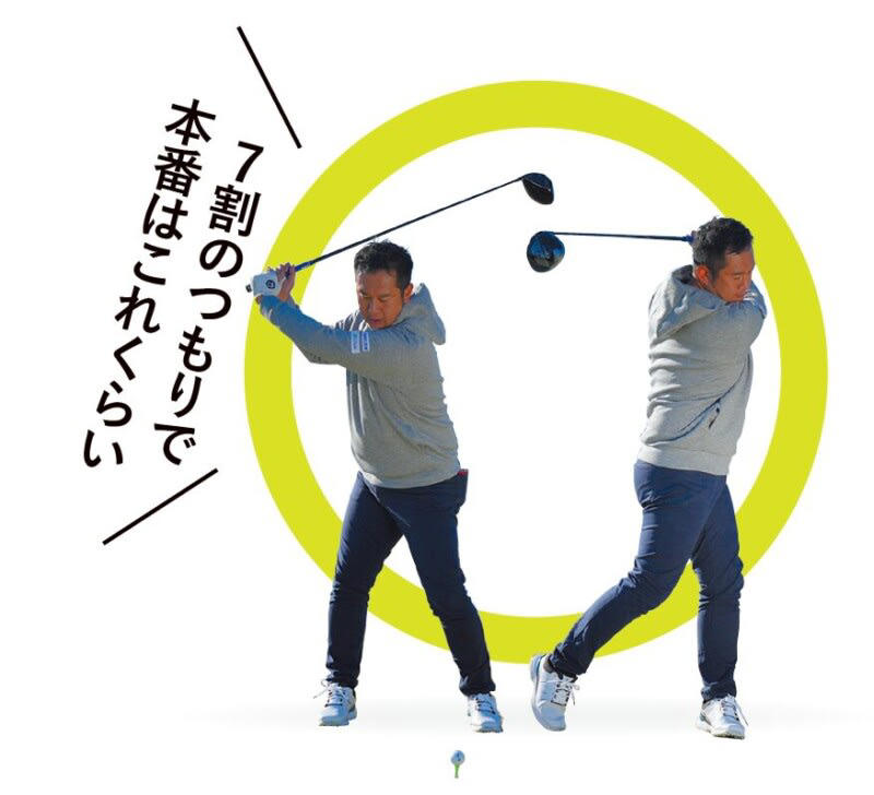 見えている障害物の半分は無関係, 「イヤだな」と感じるエリアも〝測って関係なければ〞消せる！, フェアウェイだけを見るのは準備不足！「池でもOK」と思えれば最悪のOBは激減する, ティーショットが池でも３オンできる可能性は高い, 許容範囲を広げて狙いを広く設定しよう, 林の「密度チェック」も必須, 冬のノリ面はフェアウェイ同然, 注意！打ち上げ・打ち下ろしは構えが崩れやすい！, Point!腰を落として立って「十字」を意識する, ＮＧサイドが広く使えるので安心, 【これはNG】〝斜め〞に構えると反応で思わぬミスが出る, イヤなゾーンの反対側のフェアウェイと平行に立つ, Point!左右両方から見てみて安心なほうに立つ, 振りすぎを防ぐためのコンパクトな素振り, 【GOOD!】この感覚で本番では勝手に〝フル〞になる, 【これはNG】「リラックス」しようとするとゆるんで大きなミスに, Point!ちょっと内股イメージでヒザを動かさずに振る, スライサーは要注意！右がイヤだと肩が開きやすい