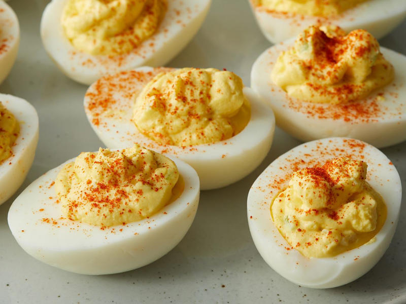 Deviled Eggs, Tangy Honey-Glazed Ham, Roasted Rack of Lamb, Old-Fashioned Coconut Cream Pie, Easy French Toast Casserole, Crustless Spinach Quiche, Scalloped Potatoes, Honey Roasted Carrots, Delicious Egg Salad, Carrot Cake, Quick Cinnamon Rolls, Buttery Garlic Green Beans, Grandma's Lemon Meringue Pie, Creamy au Gratin Potatoes, Oven-Roasted Asparagus