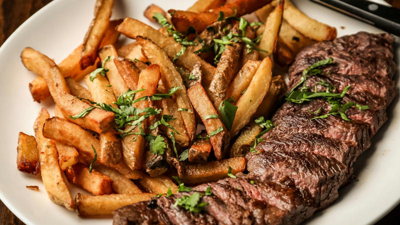 1. Steak, 2. Pizza, 3. Beef Stew, 4. Chili, 5. Burgers, 6. Chicken Parm, 7. Buffalo Wings, 8. Meatball Subs, 9. Stir-Fries, 10. Tacos, 1. Sushi, 2. Pasta, 3. Calamari, 4. Chicken, 5. French Fries, 6. Falafel, 7. Eggs Benedict, 8. Gyros, 9. Lobster Tails, 10. Prime Rib