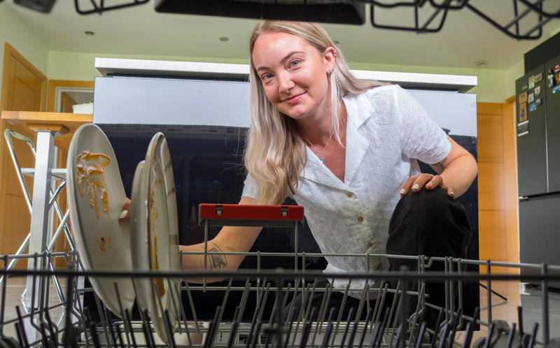 How to use a dishwasher properly, Load the bottom rack first, Scrape off large food scraps, but don’t rinse, Then load the top rack, Add your detergent (and rinse aid, if using), Select the right cycle