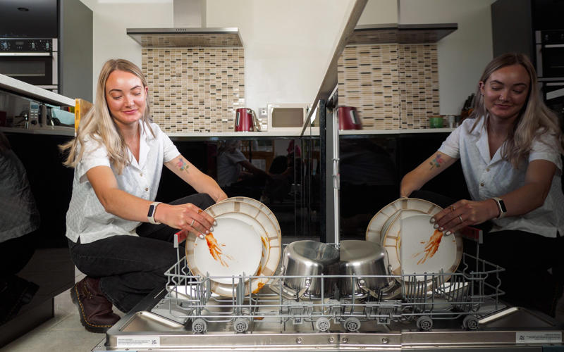 How to use a dishwasher properly, Load the bottom rack first, Scrape off large food scraps, but don’t rinse, Then load the top rack, Add your detergent (and rinse aid, if using), Select the right cycle