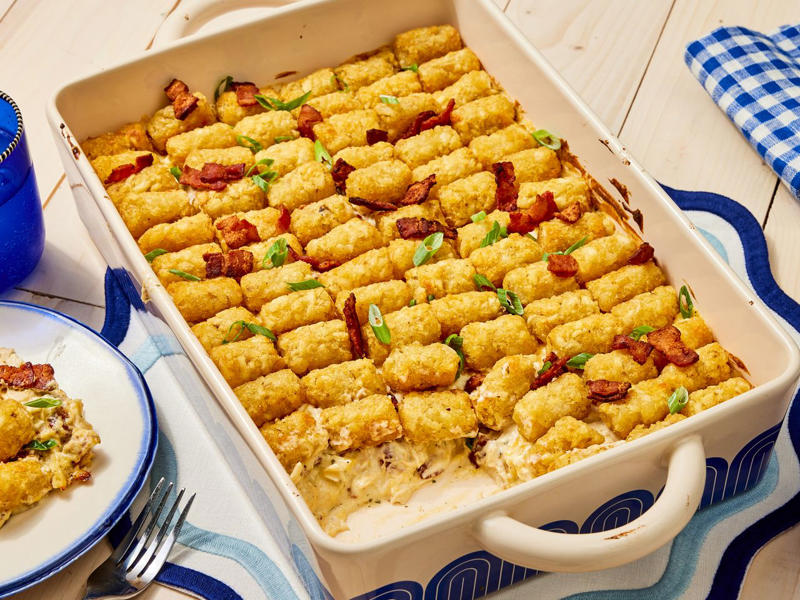 Monday: Lemon Chicken And Rice Casserole, Tuesday: Ritz Cracker Chicken Casserole, Wednesday: Million Dollar Chicken Casserole, Thursday: Chicken Bacon Ranch Tater Tot Casserole, Friday: White Chicken Chili Casserole, Saturday: Chicken Pot Pie Casserole, Sunday: Sticky Coconut Chicken and Rice Casserole
