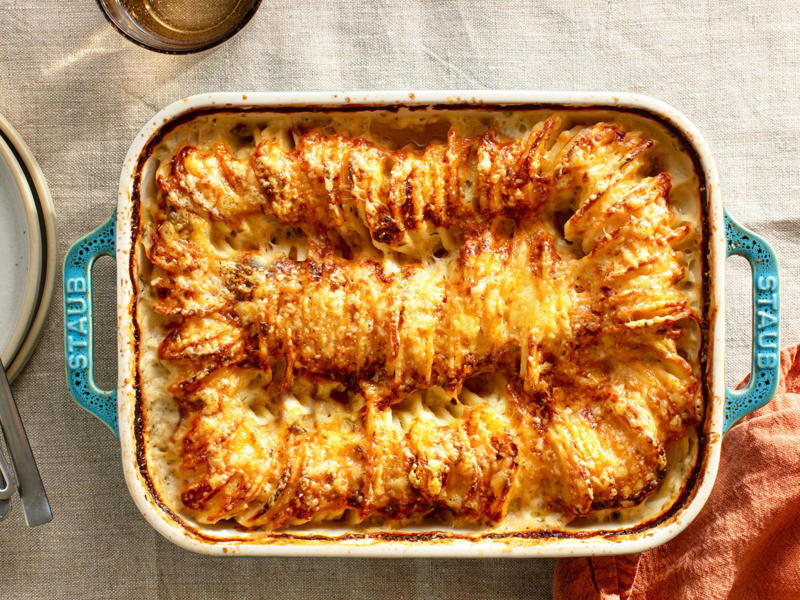 Sweet and Savory Corn Casserole, Tater Tot Casserole (Hotdish), Cheesy Sausage Breakfast Casserole, Polish Cabbage, Potato, and Bacon Casserole, Hasselback Potato Gratin, Make-Ahead French Toast Casserole, The Ultimate Homemade Green Bean Casserole, French Onion Strata (Savory Bread Pudding)