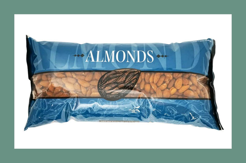 Kirkland Signature Organic Roasted Seaweed, Golden Island Korean BBQ Pork Jerky, Kirkland Signature Milk Chocolate Covered Almonds, San Pellegrino, Kirkland Signature Supreme Whole Almonds, SoKusa Shrimp Chips with Garlic and Butter, Unreal Dark Chocolate Coconut Minis