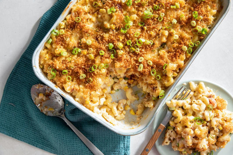 Chicken-And-Rice Bake With Broccolini, Chicken-And-Biscuit Casserole, BLT Pain Perdu Casserole, Macaroni Corn Casserole, Hashbrown Casserole, Old-Fashioned Chicken Pot Pie, Pineapple Casserole, New-School Pineapple Casserole, Ham And Noodle Casserole, Layered Squash Casserole, Hot Chicken Salad, Mini Cheese Grits Casseroles, Stuffed Ham-And-Cheese Croissant Casserole, Shrimp And Grits Casserole, Baked Ziti With Summer Vegetables, Poppy Seed Chicken, Chicken-And-Wild Rice Casserole, Chocolate Cobbler, Cakey Strawberry Cobbler, Pumpkin Crisp, Asparagus Casserole, Roasted Tomato Macaroni And Cheese, Pasta-Chicken-Broccoli Bake, Eggplant Rollups, Loaded Cauliflower Casserole, Everything Bagel Casserole, Old-Fashioned Apple And Cheese Casserole, Mushroom And Thyme Chicken-Broccoli Casserole, Cheesy Chicken Casserole, Meatball Casserole
