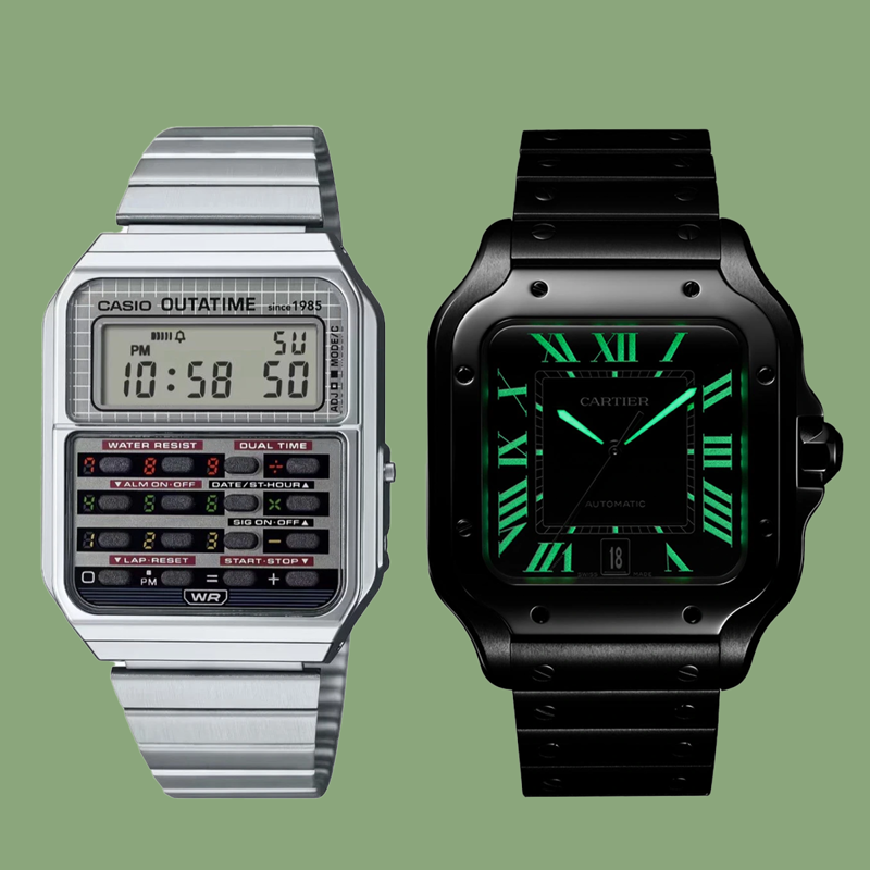 Girard-Perregaux Laureato Fifty, Hublot MP-17 Meca-10 Arsham Splash, Timex Atelier Marine M1a, Piaget Andy Warhol Watch “Collage”, Studio Underd0g × Fears "Mim0sa", Longines Ultra-Chron Classic, Casio CA-500WEBF “Back to the Future”, Cartier Santos de Cartier – Black Luminous Dial (LM), Louis Vuitton Monterey, Panerai Luminor GMT Ceramica PAM01460