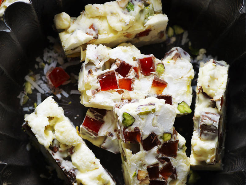          Pavlova rocky road      ,          Easy rocky road      ,          Christmas rocky road      ,          Easter egg rocky road      ,          White Christmas rocky road      ,          Easy three-ingredient rocky road      ,          Rocky road      ,          Low sugar rocky road      ,          Halloween rocky road graveyards      ,          Cranberry and pistachio rocky road      ,          White chocolate rocky road      ,          Rocky road slice      ,          Turkish delight rocky road      ,          Chocolate rocky road eggs      ,          Chocolate rocky road ice-cream      ,          White chocolate and raspberry rocky road      ,          Rocky road ice-cream      ,          Rocky road pops      , What are the ingredients in rocky road?, How long does homemade rocky road keep?, Is rocky road an Australian thing?, More quick and indulgent chocolate treats