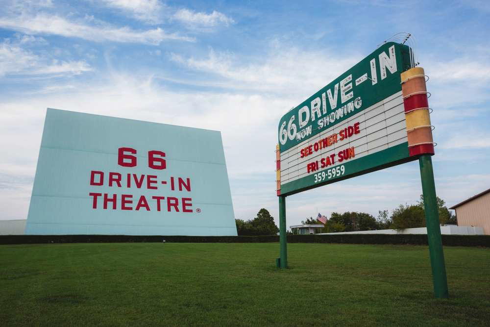 The Warwick Drive-In Theatre, New York, The Wellfleet Drive-In, Massachusetts, The Mahoning Drive-In Theater, Pennsylvania, The Silver Lake Drive-In, New York, The Transit Drive-In Theatre, New York, The Skyline Drive-In, Indiana, The 66 Drive-In Theatre, Missouri, The Starlight Drive-In Theatre, Georgia, The Admiral Twin Drive-In, Oklahoma, The Blue Fox Drive-In, Washington, The Capri Drive-In, Michigan, The Spud Drive-In Theater, Idaho, The Sunset Auto Vue Drive-In, Idaho, The McHenry Outdoor Theater, Illinois, The Harvest Moon Twin Drive-In, Illinois, The Galaxy Drive-In, Texas, The Stars and Stripes Drive-In Theatre, Texas, The South Bay Drive-In, California, The Mission Tiki Drive-In Theatre, California, The West Wind Las Vegas Drive-In, Nevada, The West Wind Sacramento Drive-In, California, The Tiger Drive-In, Georgia, The Rodeo Drive-In Theatre, Washington, The Brazos Drive-In, Texas, The Aut-O-Rama Twin Drive-In Theatre, Ohio