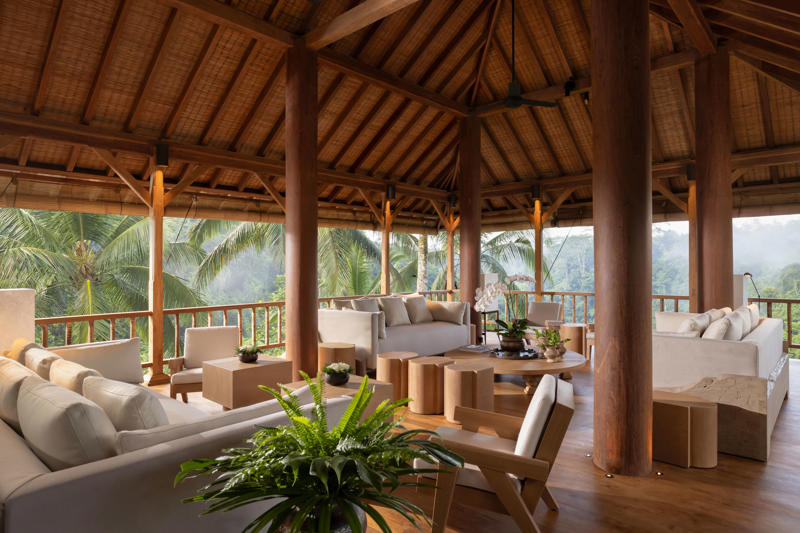 1. Raffles Bali hotel, 2. Potato Head Suites and Studios hotel, 3. Capella Ubud hotel, 4. Puri Dajuma Terrace Eco-lodge hotel, 5. Bambu Indah hotel, 6. Nirjhara hotel, 7. Hotel Tugu Bali, 8. Beach Villas at The Menjangan hotel, 9. Amandari hotel, 10. COMO Shambhala Estate hotel