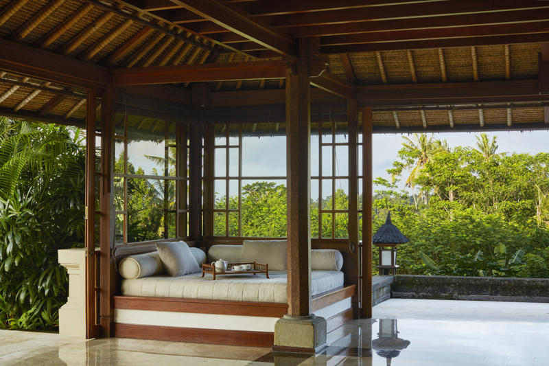 1. Raffles Bali hotel, 2. Potato Head Suites and Studios hotel, 3. Capella Ubud hotel, 4. Puri Dajuma Terrace Eco-lodge hotel, 5. Bambu Indah hotel, 6. Nirjhara hotel, 7. Hotel Tugu Bali, 8. Beach Villas at The Menjangan hotel, 9. Amandari hotel, 10. COMO Shambhala Estate hotel