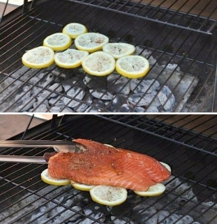 #7 Use A Spoon To Anchor Your Strainer, #15 Good Knowledge, #19 Look At This, #21 For Easy-To-Eat S'mores, Try Making Them In Ice Cream Cones, #23 Empty Ketchup Bottles Make Excellent Batter Holders And Dispensers, #27 Try The Lemon Method Under The Salmon To Avoid Burning Your Fish, #29 Don't Want To Mess Up 10 Bowls For Tacos? Use Muffin Tins!