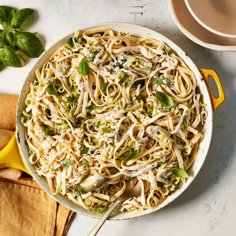 Pesto Pasta with Peas &amp; Tomatoes, Spaghetti with Mushrooms, Spinach &amp; Ricotta, 20-Minute Black Bean Soup, Creamy Lemon-Dill Chicken &amp; Rice Casserole, Saag Aloo Matar, White Bean Enchilada Skillet, Creamy Honey-Mustard Chicken Casserole, Sick Day Chicken Noodle Soup, Chicken-Potpie Twice-Baked Potatoes, Spinach &amp; Artichoke Spaghetti Squash Nests, General Tso’s Cauliflower, Cheesy Chicken &amp; White Bean Skillet, Skillet Salmon with Orzo &amp; Green Pea Pesto, Skillet Curry Chickpea Potpie, Creamy Chicken, Corn &amp; Poblano Skillet Casserole, Creamy Pesto Shrimp with Gnocchi &amp; Peas, Sheet-Pan Teriyaki Salmon with Green Beans, Spinach, Feta &amp; Artichoke Tater Tot Casserole, Slow-Cooker Marry Me Chicken with Barley, Slow-Cooker Sun-Dried Tomato &amp; Spinach Pasta Bake, Spinach &amp; Artichoke Dip Soup, Creamy Lemon-Dill Rotisserie Chicken Noodle Casserole, Easy Tofu Curry, Vegetable Lasagna with White Sauce, Creamy Chicken Pasta with Brussels Sprouts &amp; Artichokes, 20-Minute White Bean Soup, Eat-the-Rainbow Vegetable Soup