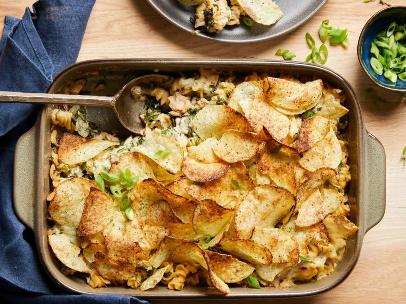 Best Tuna Casserole, Grandma's Hash Brown Casserole, Neiman Marcus Chicken Casserole, Grandma's Hamburger Casserole, Mamaw's Chicken and Rice Casserole, Mom's Fabulous Chicken Pot Pie with Biscuit Crust, Ritz Cracker Chicken Casserole, Pineapple Casserole, Best Green Bean Casserole, Cornbread Casserole, Easy Funeral Potatoes, Grandma's Creamy Ham Casserole, One-Pan Tuna Noodle Casserole, John Wayne Casserole, Quick Chicken Divan