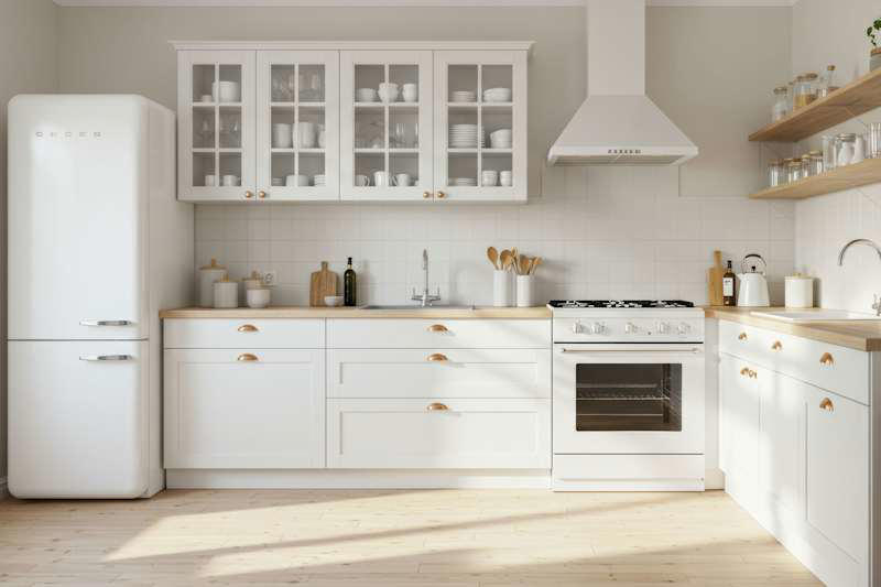 Sterile White Kitchens, Glass Backsplashes, Open Shelving, Thick-Veined Quartz, Subway Tile, Design Defined, Further Reading