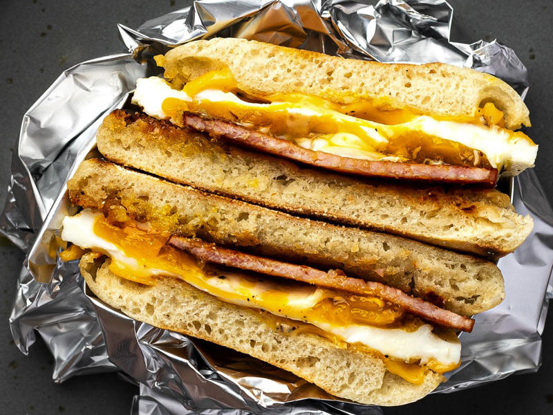Homemade Egg McMuffin, Bacon, Egg, and Cheese Sandwich, Hong Kong-Style Spam and Egg Sandwich, Egg and Pâté Bánh Mì, 5-Ingredient Pork Roll (AKA Taylor Ham), Egg-in-a-Hole Grilled Cheese Sandwich, Fried Egg Sandwiches With 'Nduja Mayo and Broccoli Rabe, Scrambled Egg and Cheese Drop Biscuit Breakfast Sandwiches, Bacon, Egg, and Cheese Breakfast Burrito, Rich and Creamy Croques Madames, Ultra-Smashed Brunch Burgers With Quick Jalapeño Hollandaise