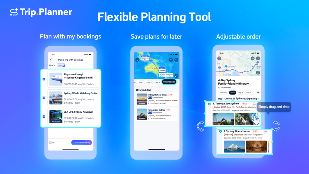  A Future-Forward Travel Concierge in Your Pocket,  Plan Anytime, Anywhere,  Real-Time, Reliable, Like-Actually-Trustable Info,  Edit Like a Pro, No Spreadsheets Needed,  Plan Together, Travel Better,  One Platform To Plan, Book, and Flex,  Watch the Video &amp; See Why the AI Guy Won,  Try Trip.Planner Today