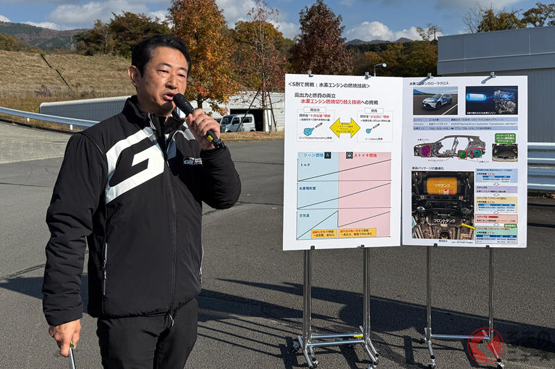 「全然スムーズ」な水素カローラクロス！ 驚きの仕上がりの裏にあった「仲間たち」の地道な努力とは, ●S耐で鍛えた「ストイキ／リーン」切り替え技術, ●【試乗】「ギクシャク感ゼロ」のスムーズな走りを実現, ●クルマとインフラは「花とミツバチ」 ワンチームで水素社会を加速, ●水素価格低減へ！ インフラを支える「仲間たち」の地道な努力, ●根本通商「“自前で”整備しコストダウン」, ●加地テック「部品交換“年2回を1回”に」, ●ブリヂストン「ホースの寿命を“10倍”に」