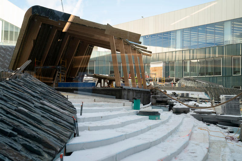 A building built Ford Tough , Aesthetics and art, The cornerstone to a new campus, Welcome area work spots, A courtyard like no other for the Four Vagabonds, Let's eat!, A dream 'hobby shop', The showroom that sells the car