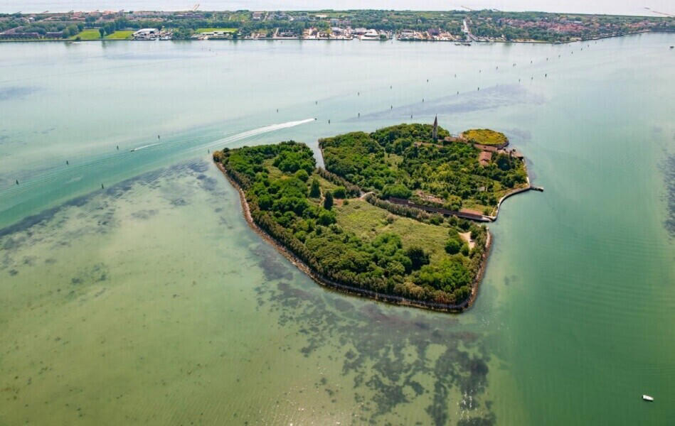 6. Poveglia, Italy 15. Eglin Island, USA, 14. Kerguelen Islands, Indian Ocean, 13. Bermeja, Gulf of Mexico, 11. Bouvet Island, South Atlantic, 10. Chagos Archipelago, Indian Ocean, 9. Niihau, United States, 8. Hashima Island, Japan, 7. Gruinard Island, Scotland, 6. Poveglia, Italy, 5. Surtsey, Iceland, 4. Vozrozhdeniya Island, Kazakhstan, 3. Morgan Island, USA, 2. Snake Island, Brasil