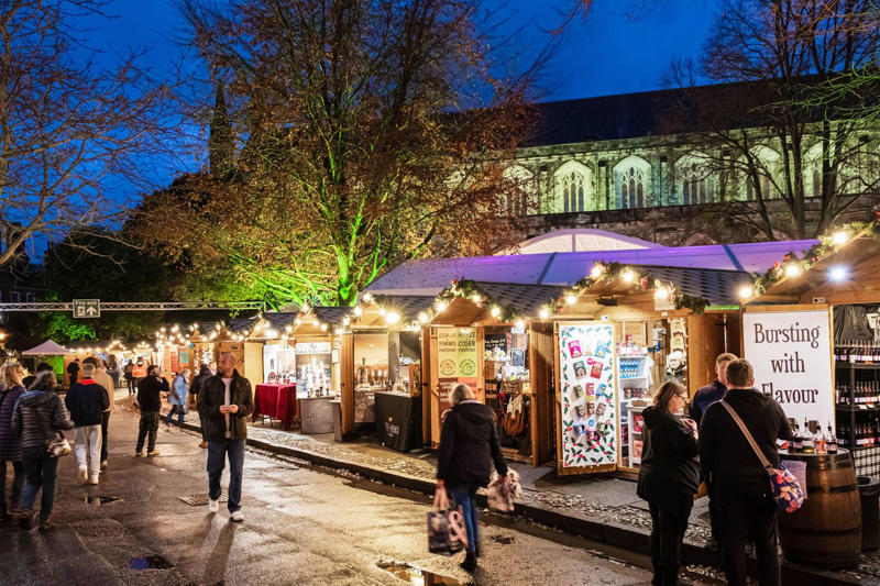 Hyde Park Winter Wonderland (London), Southbank Centre Winter Market (London), Manchester Christmas Markets (Greater Manchester), Edinburgh Christmas Market (Scotland), Bath Christmas Market (Somerset), Winchester Cathedral Christmas Market (Hampshire)