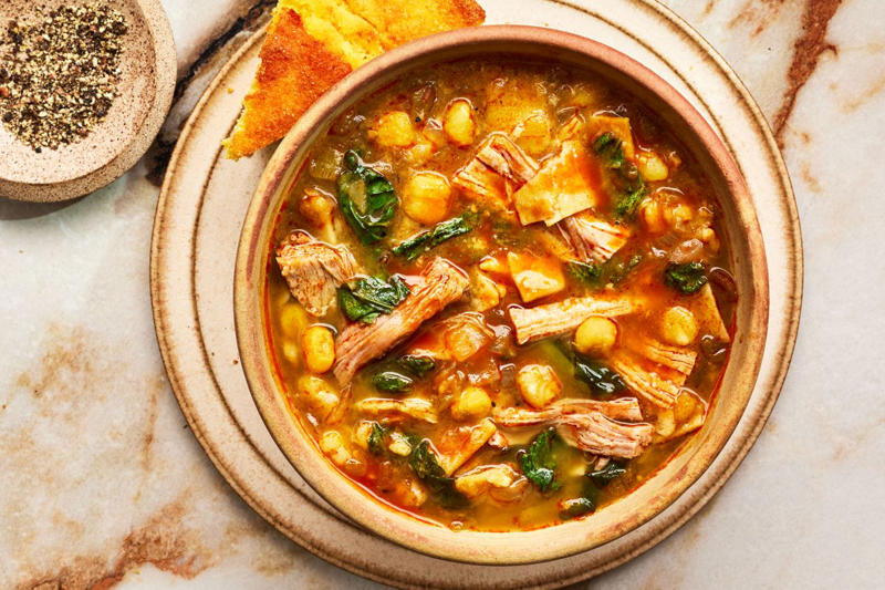 Honey-Soy-Glazed Salmon With Veggies And Oranges, Poppy Seed Chicken, Zucchini Pasta, Smoky Pork and Greens Stew, Sheet Pan Nachos, Lemon-Rosemary-Garlic Chicken and Potatoes, Quick Turkey Chili, Shrimp and Burst Cherry Tomato Pasta, Slow Cooker Brisket Chili, Million Dollar Chicken and Rice