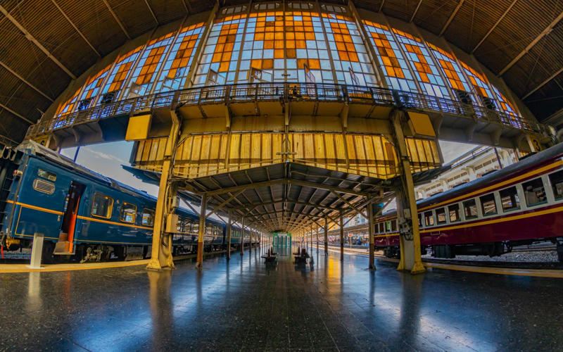 1. London St Pancras International, UK, 2. London Paddington, UK, 3. Paris Gare de Lyon, France, 4. Antwerpen-Centraal, Antwerp, Belgium, 5. Amsterdam Centraal, Netherlands, 6. São Bento Railway Station, Porto, Portugal, 7. Helsinki Central Railway Station, Finland, 8. Madrid Atocha, Spain, 9. Villejuif-Gustave Roussy, Paris, France, 10. Hungerburgbahn, Innsbruck, Austria, 11. Kuala Lumpur Railway Station, Malaysia, 12. Chhatrapati Shivaji Maharaj Terminus, Mumbai, India, 13. Bangkok Railway Station (Hua Lamphong), Thailand, 14. Kanazawa Station, Japan, 15. Grand Central Terminal, New York, United States, 16. Union Station, Los Angeles, United States, 17. Flinders Street Station, Melbourne, Australia, 18. Dunedin Railway Station, New Zealand, 19. Maputo Central Railway Station, Mozambique, 20. Qasr Al-Hokm Station, Riyadh, Saudi Arabia