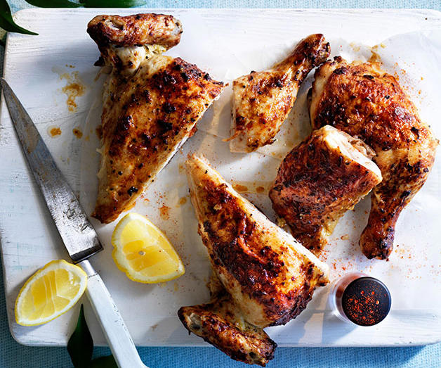          Sean Moran’s famous roast chicken with bread sauce      ,          Yoghurt roast chicken      ,          Roast chicken with preserved lemon and herbs      ,          Roasted harissa apricot chicken with almond and herb couscous      ,          Epocha’s roast chicken, braised Savoy cabbage, prune and butter sauce      ,          Za’atar roast chicken with pilaf, pomegranate and nuts      ,          Pan-roasted chicken with artichokes and salad onion      ,          Roast chicken thighs with sourdough panzanella      ,          Roast chicken with anchovy butter and greens      ,          Roast chicken with tarragon butter and Dutch carrots      ,          Matt Moran’s chicken roasted in spiced hay with lemon stuffing      ,          Nonna’s rice-stuffed chicken by Matteo Tine      ,          Paprika roast chicken with chorizo and white beans      