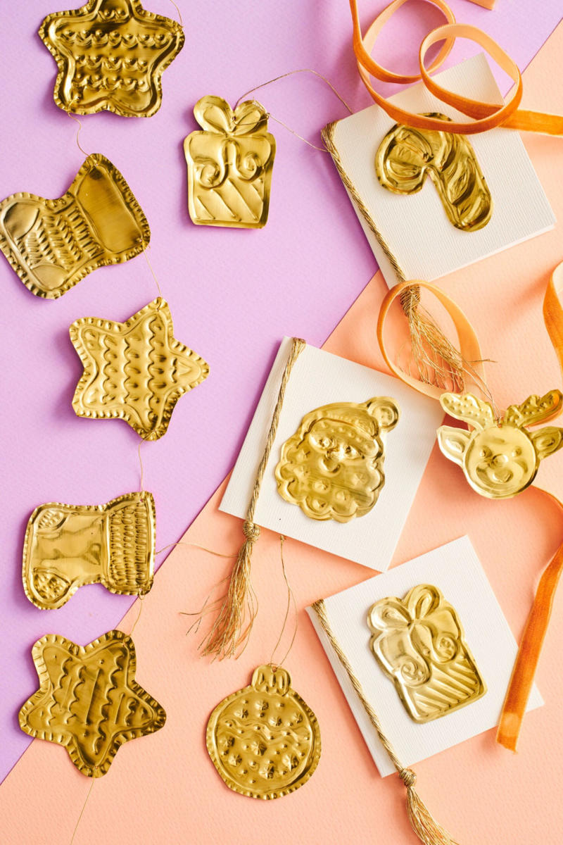 Butter biscuits, Pressed metal decorations, Mini clay candle holder, Pistachio biscuits with white chocolate ganache, Clay ornaments and gift toppers, Speculoos spiced cookies, Neapolitan ice-cream sandwich, Tea light candles, Festive garland