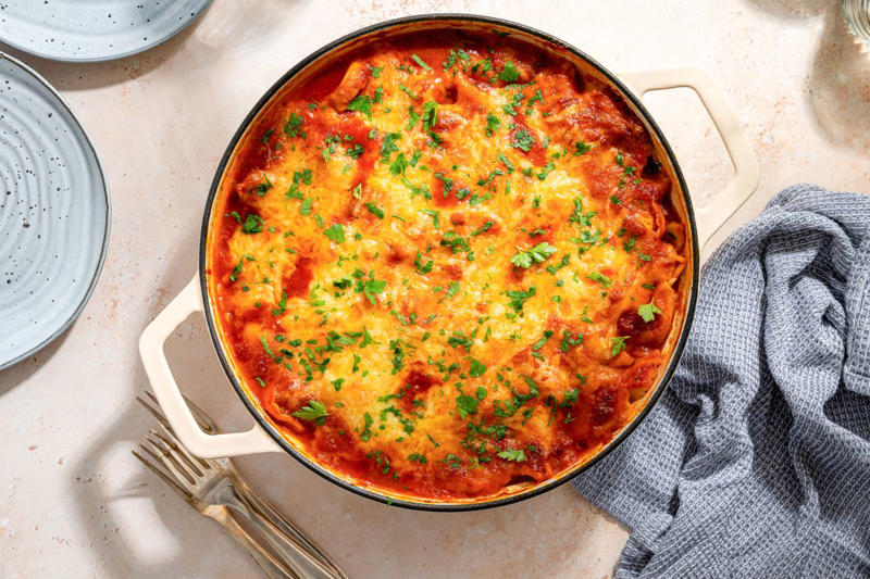 Chicken Marengo, Sheet Pan Pierogi With Sausage, Sheet Pan Biftekia with Lemony Potato Wedges, One-Pan Baked Penne alla Vodka, One-Pot Spiced Lentils, One-Pot Taco Pasta, One Pot Chicken and Orzo, One-Pot Chicken and Rice, One-Pot Sausage and Orzo, One-Pan Tortellini Bake, Maple Glazed Chicken and Squash, Sheet Pan Fried Rice, Easy Chicken Fricassee, Sheet Pan Sausage, Peppers, and Onions, Chicken Vesuvio, Unstuffed Peppers, Sheet Pan Chicken and Broccoli, One-Pot Stovetop Mac and Cheese, Honey Roasted Chicken Thighs with Potatoes, Apples, and Shallots, Sheet Pan Mini Meatloaves with Crispy Broccoli and Mustard Glazed Potatoes