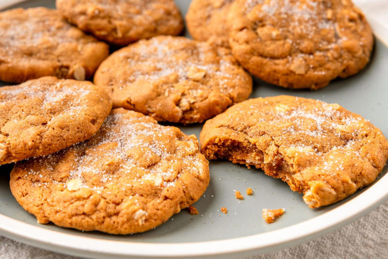 Mexican Wedding Cookies, Ranger Cookies, Potato Chip Cookies, Tahini Chocolate Chip Cookies, Classic English Toffee, Chewy Oatmeal Molasses Cookies, Linzer Cookies, Kitchen Sink Cookies, Chocolate Crinkle Cookies, Peanut Butter Blossom Cookies, Adobo Chocolate Chip Cookies, Whoopie Pies