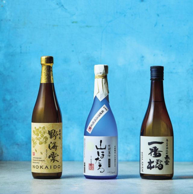 長雲一番橋【黒糖焼酎】／山田酒造（鹿児島県龍郷町）, 山ほたる【米焼酎】／高田酒造場（熊本県あさぎり町）, 野海棠・麦【麦焼酎】／祁答院（けどういん）蒸溜所（ 鹿児島県薩摩川内市）, 壱岐麦焼酎 IKIKKO DELUXE 25°【麦焼酎】／壱岐の蔵酒造（長崎県壱岐市）, 麦焼酎 MUGY【麦焼酎】／宗政酒造（佐賀県有田町）, 青鹿毛【麦焼酎】／柳田酒造（宮崎県都城市）