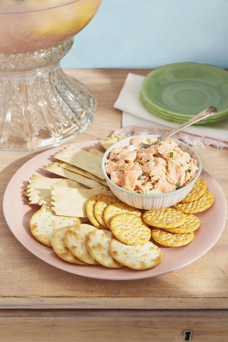 Bacon-Wrapped Stuffed Peppadews, Cheddar Holly Crackers, Christmas Tree Deviled Eggs, Honey-Apple Baked Brie with Fried Sage, Sharp Cheddar Sausage Balls , Warm Crab Dip